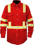 SKSAFETY 7oz FR Shirts for Men Longsleeve Welding Shirt - Hi Vis Flame