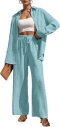 2 Piece Outfits for Women Casual Lounge Sets - Button Down Comfort