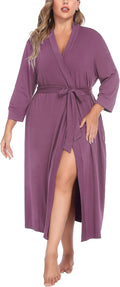 Plus Size Womens Long Kimono Robe - Lightweight Soft Knit 1X-5X