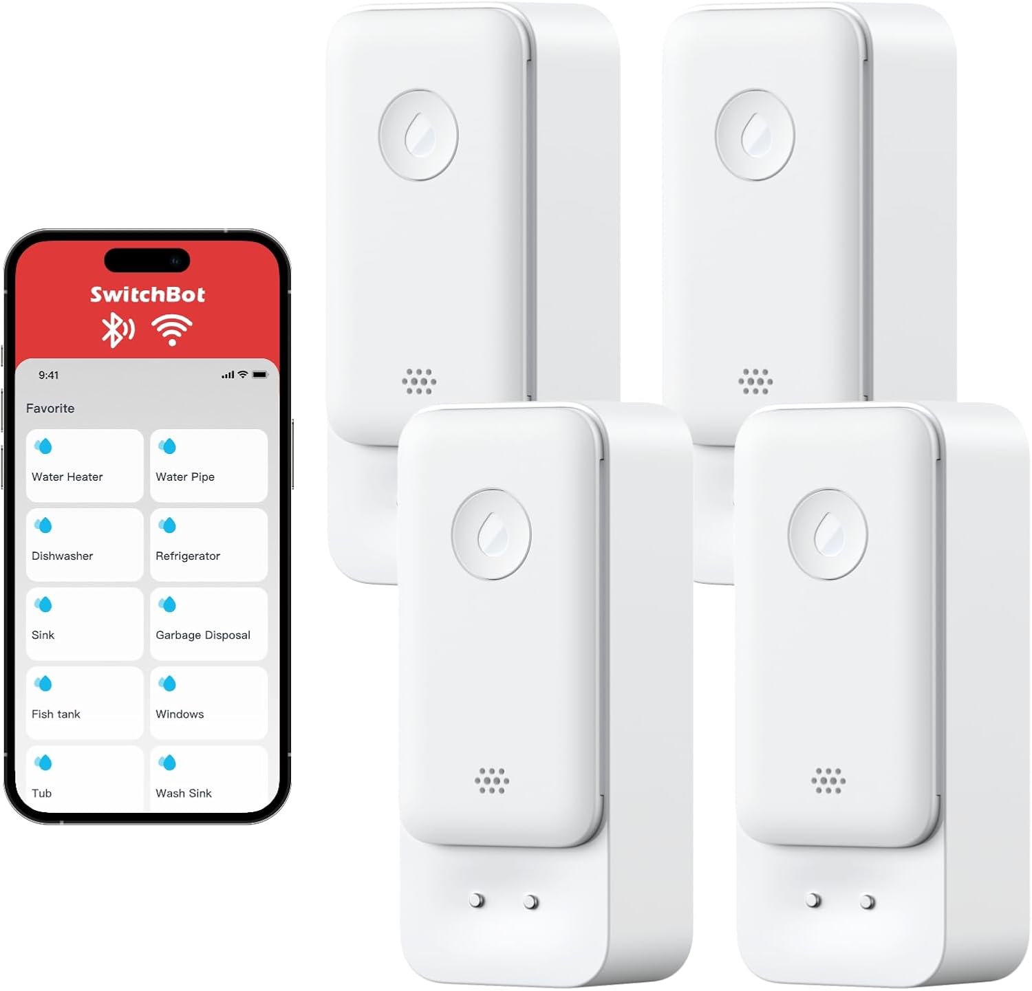 SwitchBot WiFi Water Sensor 4 Pack for Smart Leak Detection