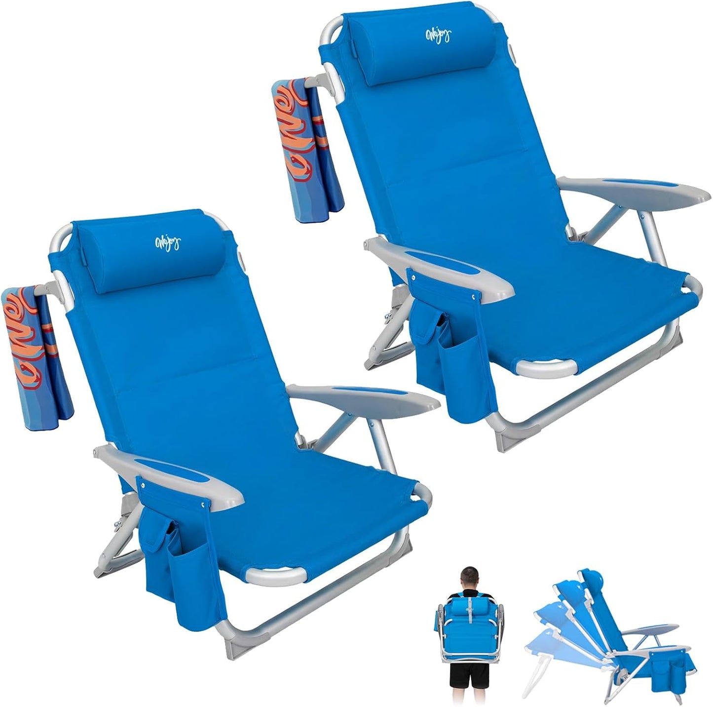 WEJOY Beach Chair for Adults - Lightweight, Adjustable, Portable