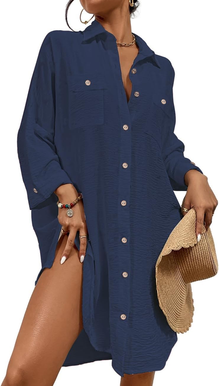 Bsubseach Womens Modern Swimsuit Cover Up Blouse for Beach
