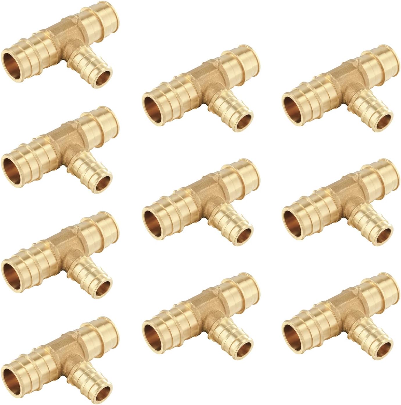 Pack of 10 Pex A Full Flow Expansion Brass Fittings Reducing Tee