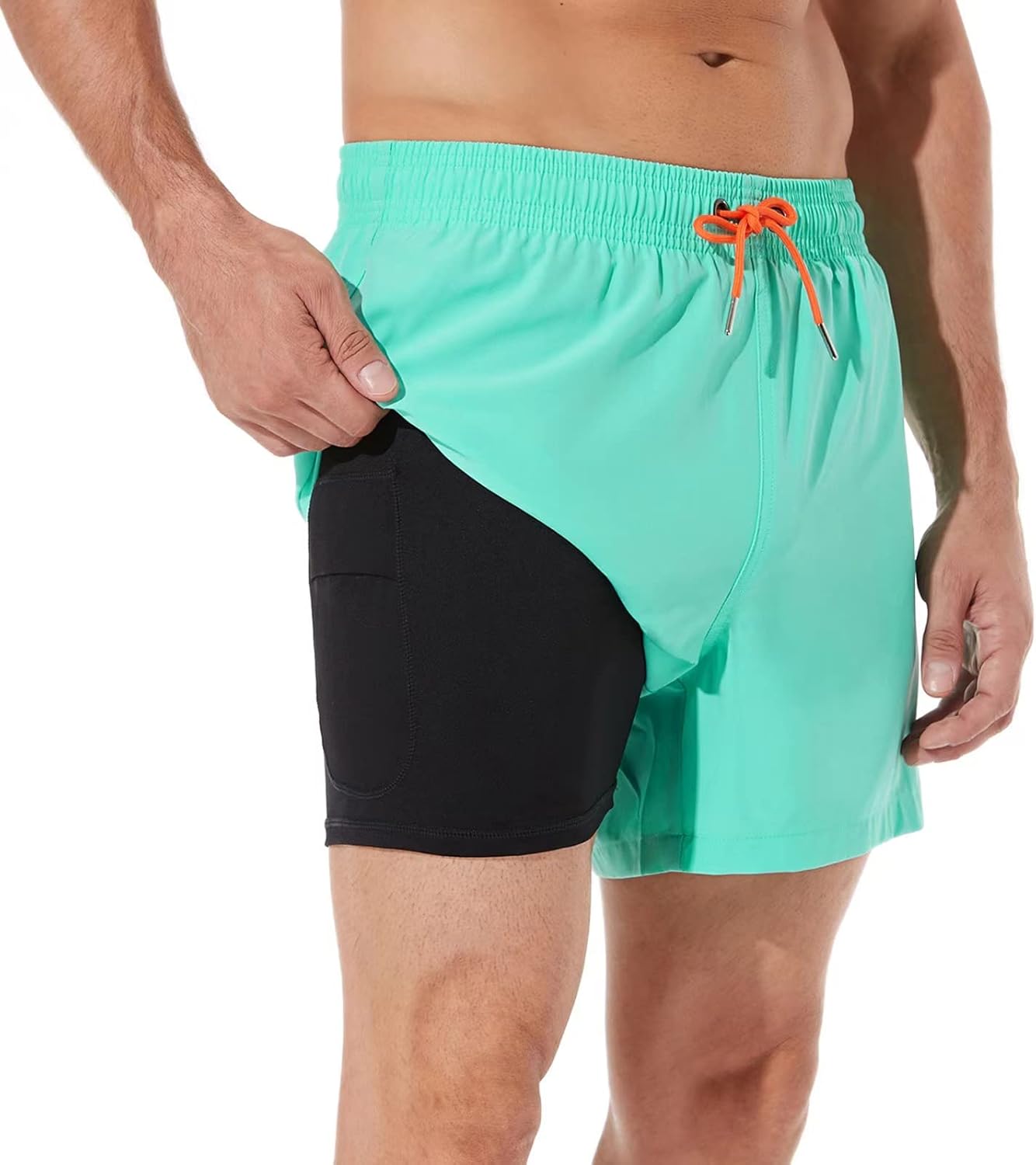 BRISIRA Mens Swim Trunks Quick Dry 5 inch Inseam Beach Shorts