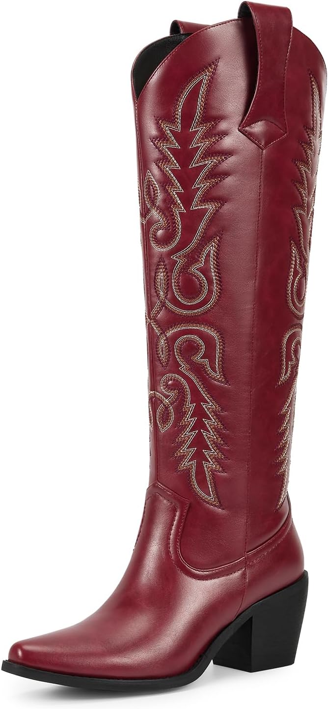 Stylish Tall Cowboy Boots with Side Zipper for Women