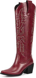 wettkiss Womens Tall Cowboy Boots Knee High Pointed Toe - Comfortable
