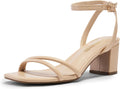 Womens Chunky Strappy Heels Square Open Toe Sandals - Low 2.36in