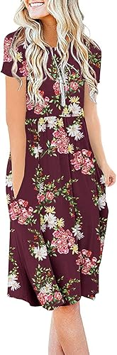 DB MOON Women Casual Short Sleeve Dresses with Pockets