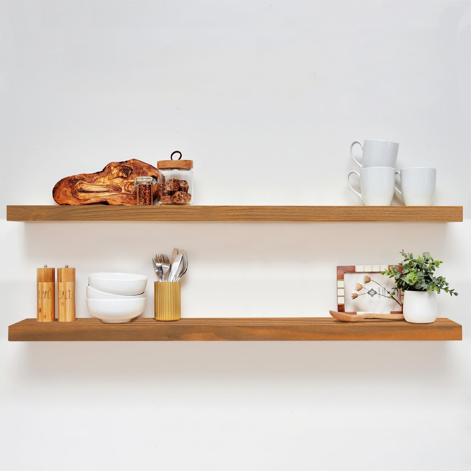48in Golden Oak Floating Shelves for Elegant Home Decor