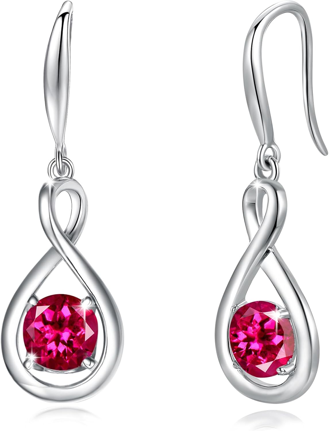Dangle Drop Earrings 925 Sterling Silver Infinity Birthstone Jewelry