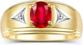 Rylos Men's Rings Classic 8x6mm Oval Gemstone & Diamond Ring