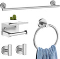 5-Piece Brushed Nickel Towel Bar Set Bathroom Hardware - Modern