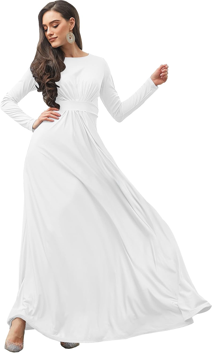 KOH KOH Womens Long Sleeve Flowy Empire Waist Gown Review