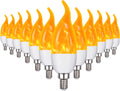 E12 Flame Bulbs 12 Pack - Realistic Flame LED Candelabra Bulbs