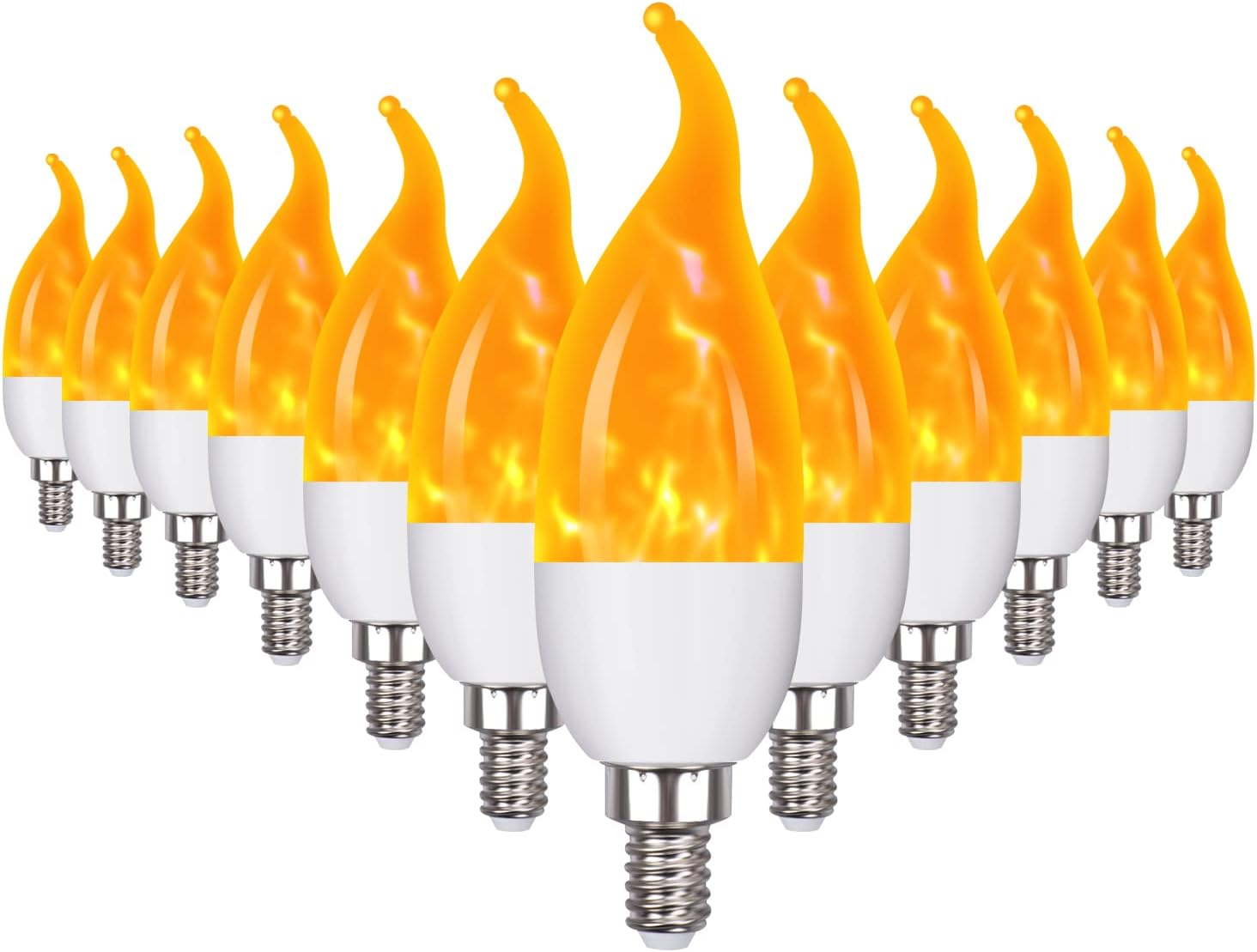 E12 Flame Bulbs 12 Pack for Chandelier and Party Decorations