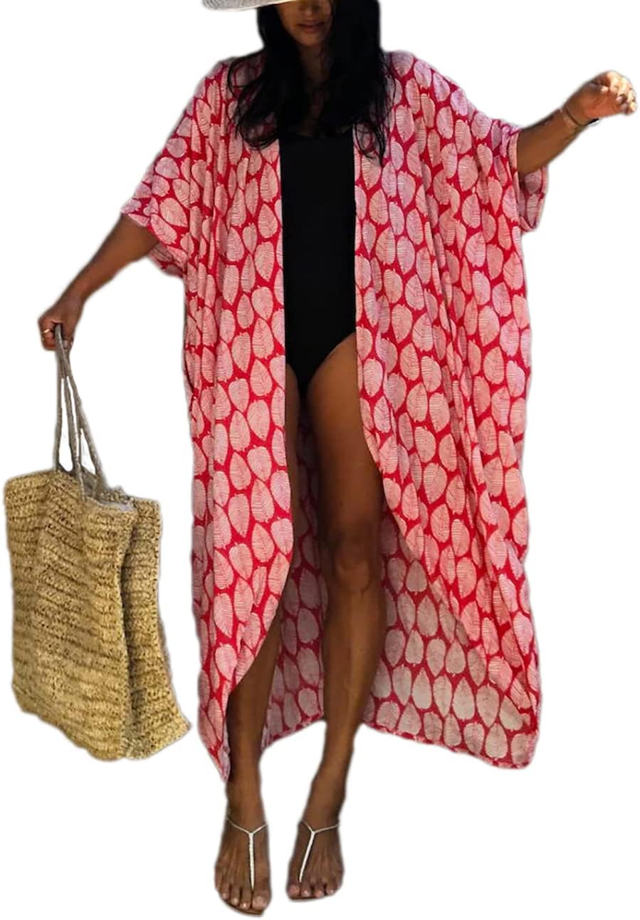 Stylish Tie Dye Open Front Long Kimono Swimsuit Cover Up