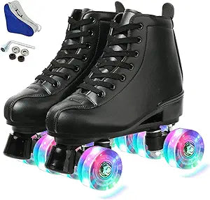 Gets Women's Roller Skates High-top PU Leather Four-Wheel Fun
