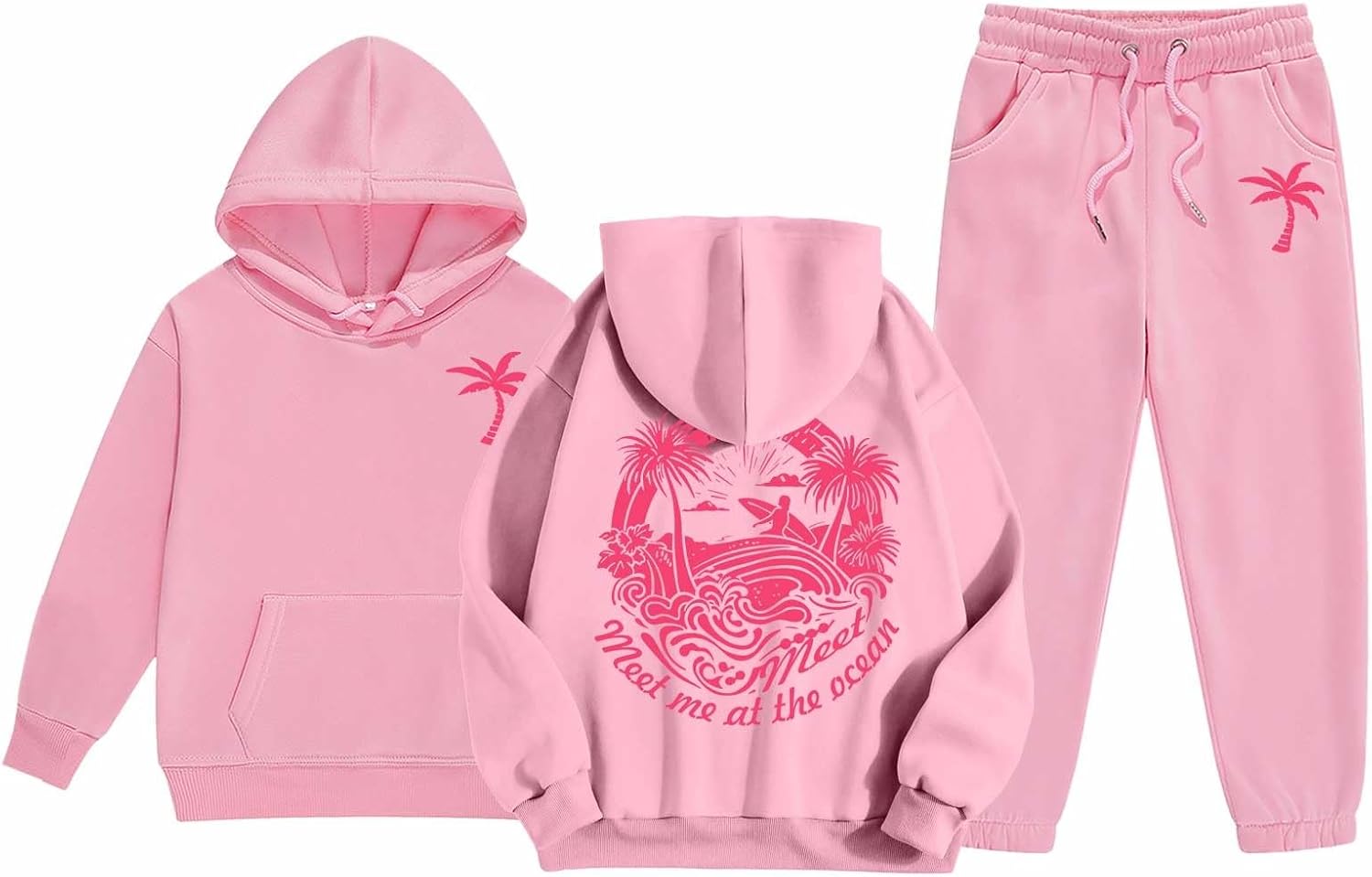 Cozy Palm Sweatsuit Set for Trendy Teens