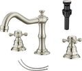 Brushed Nickel 2-Handle 3-Hole Widespread Bathroom Faucet - 8in Fit