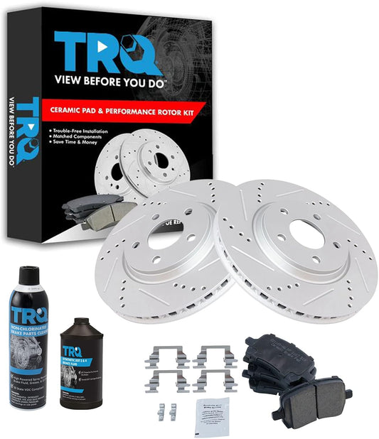 TRQ Performance Brake Rotor Ceramic Pad Front Kit for GM Vehicles
