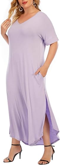 GXLU Women's Plus Size Summer Maxi Dresses with Pockets