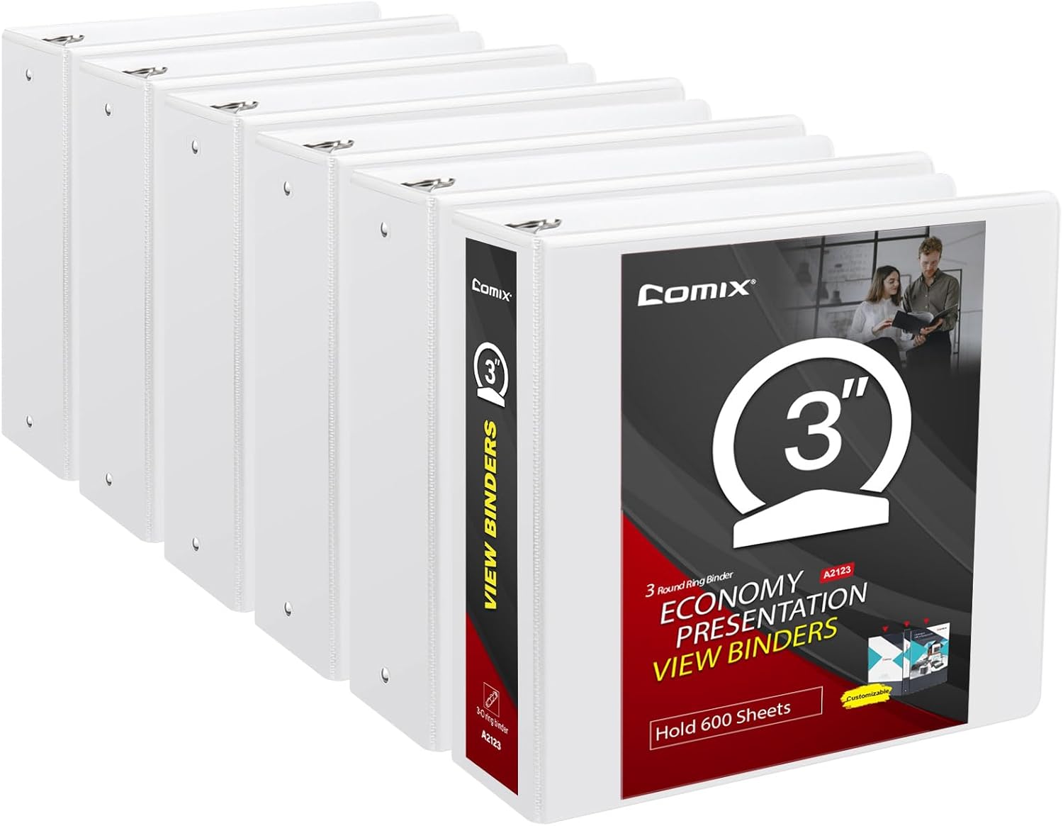 Comix Sturdy 3 Inch Round Ring View Binder for Document Storage
