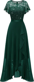Formal Sequin Lace Dress for Women - Long Slit Cocktail Gown