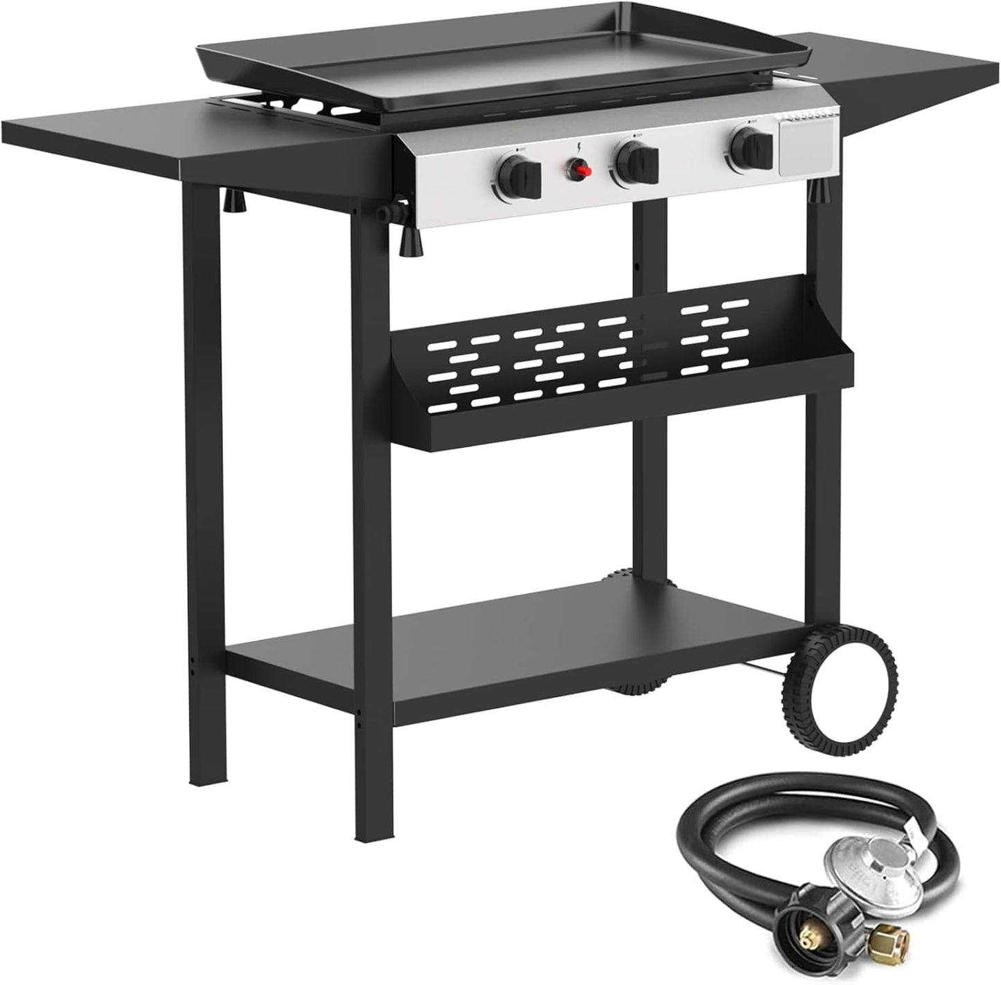 3 Burner BBQ Gas Griddle - Portable 25.6 Inch Stainless Steel