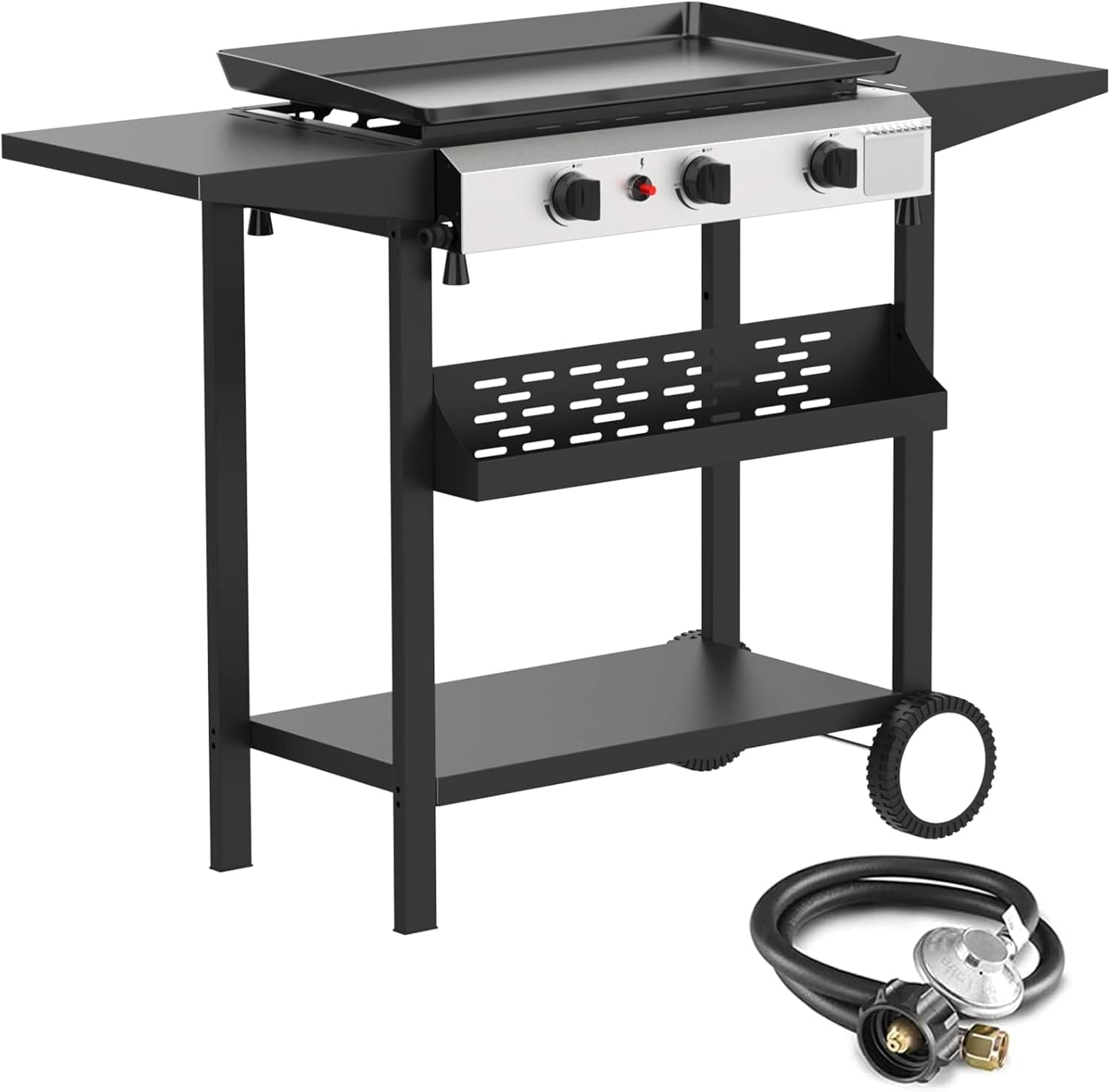3 Burner BBQ Gas Griddle - Portable 25.6 Inch Stainless Steel