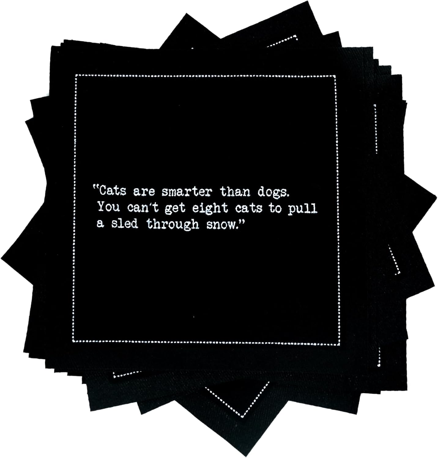 Five Star Napkins with Cat Quotes - Elegant Black Cloth Napkins