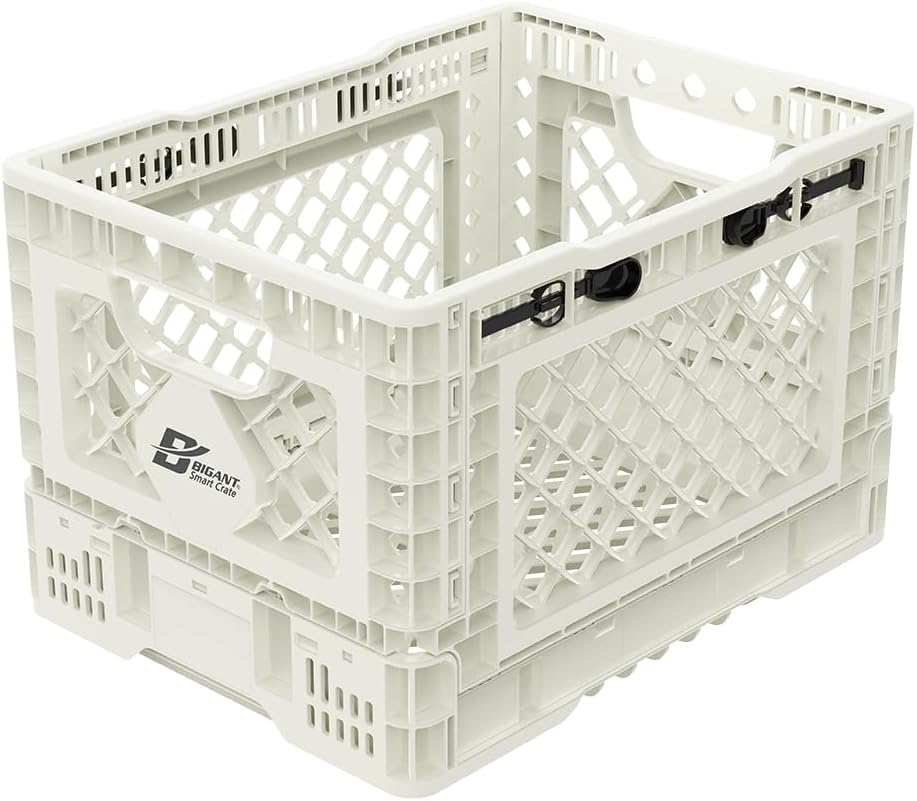 Bigant Heavy Duty Collapsible Plastic Milk Crate for Storage