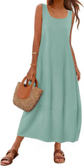 MEROKEETY Women's Casual Maxi Sundress - Lightweight Summer Tank Dress