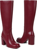 Knee High Platform Boots Women Thigh High Wide Calf - 3.54in Block