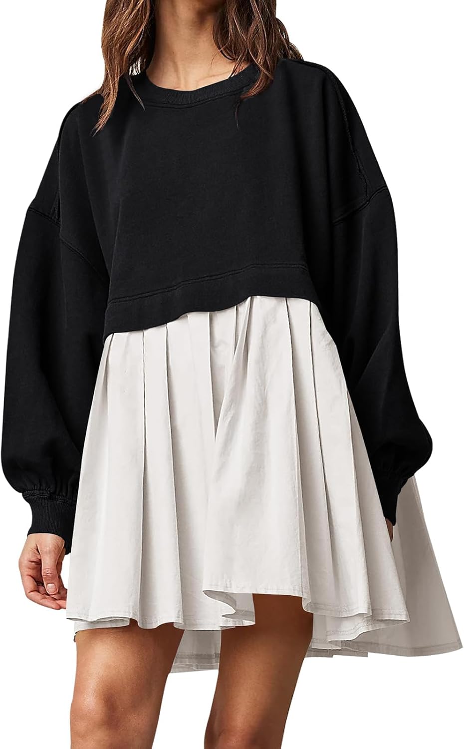 Dokuritu Oversized Sweatshirt Dress for Women - Flowy Style