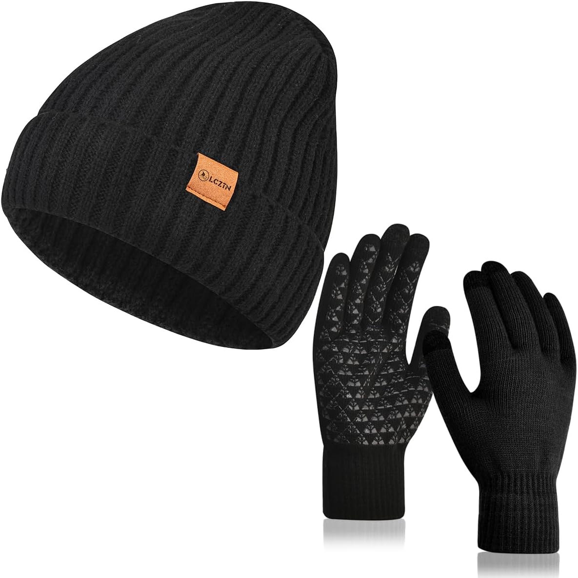 Warm Knit Beanie & Gloves Set by LCZTN