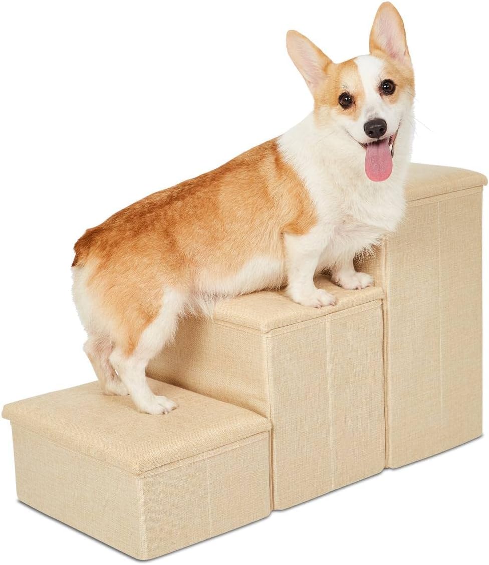 PET AWESOME Dog Stairs with Storage and Adjustable Steps for Dogs
