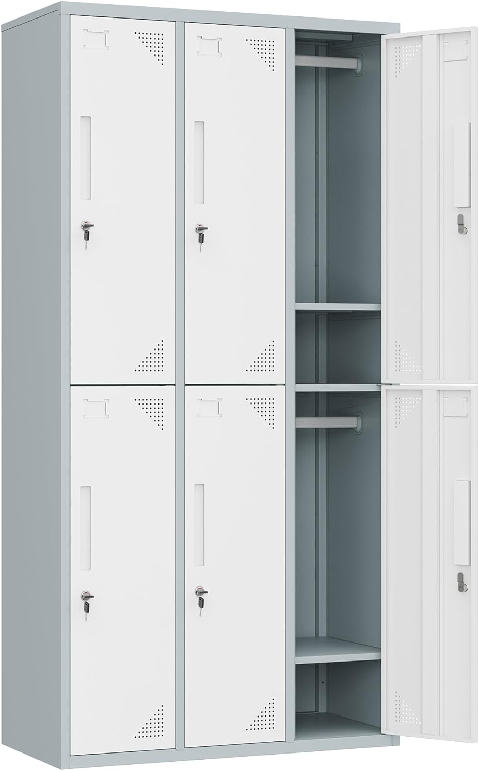 Metal Locker with 6 Doors for Employees and Home Storage