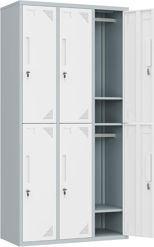 Metal Locker with 6 Doors for Employees and Home Storage
