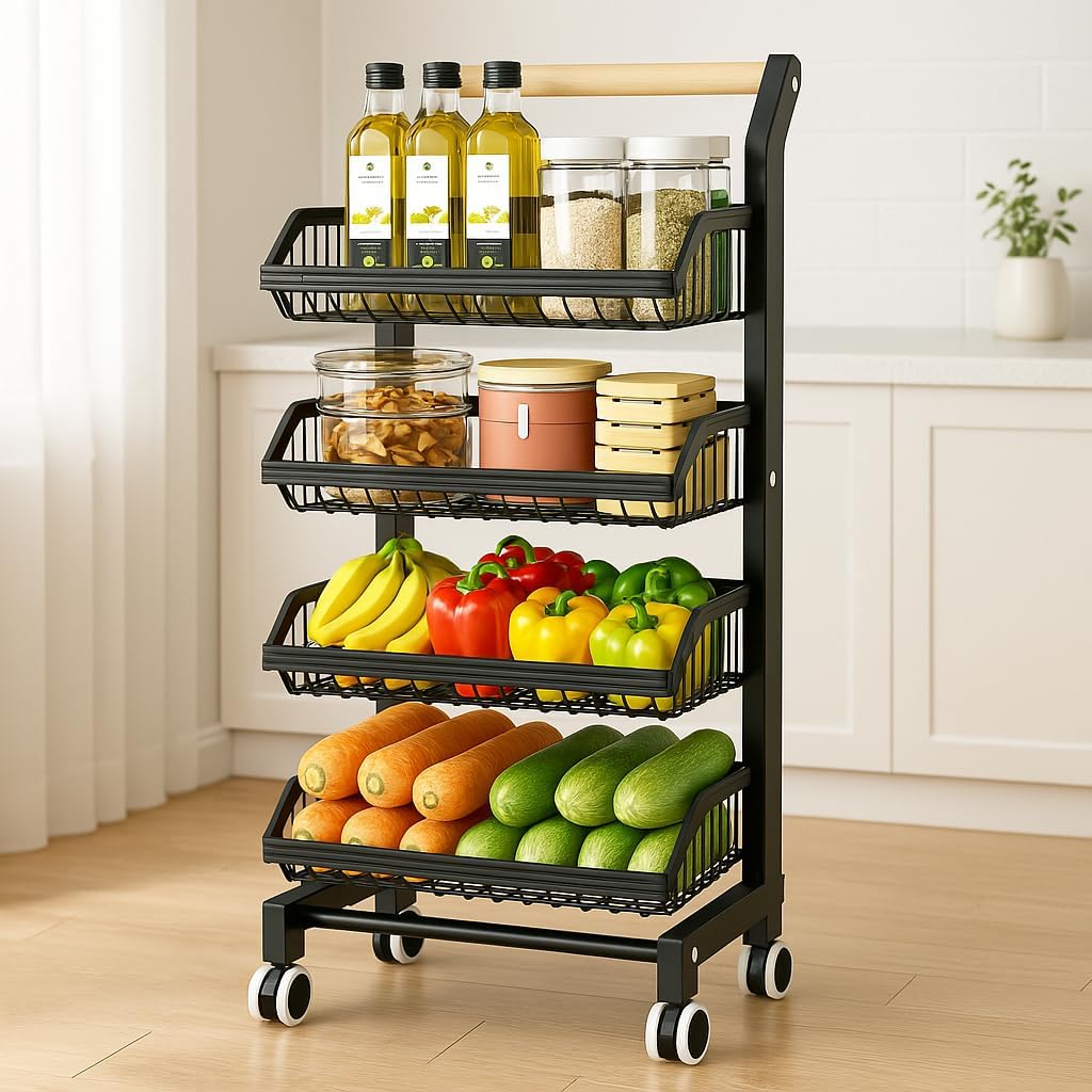 Versatile 4-Tier Snack Cart on Wheels