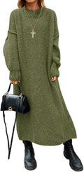 Womens Oversized Sweater Dress Mock Neck Maxi - Cozy Fall Staple Shoes