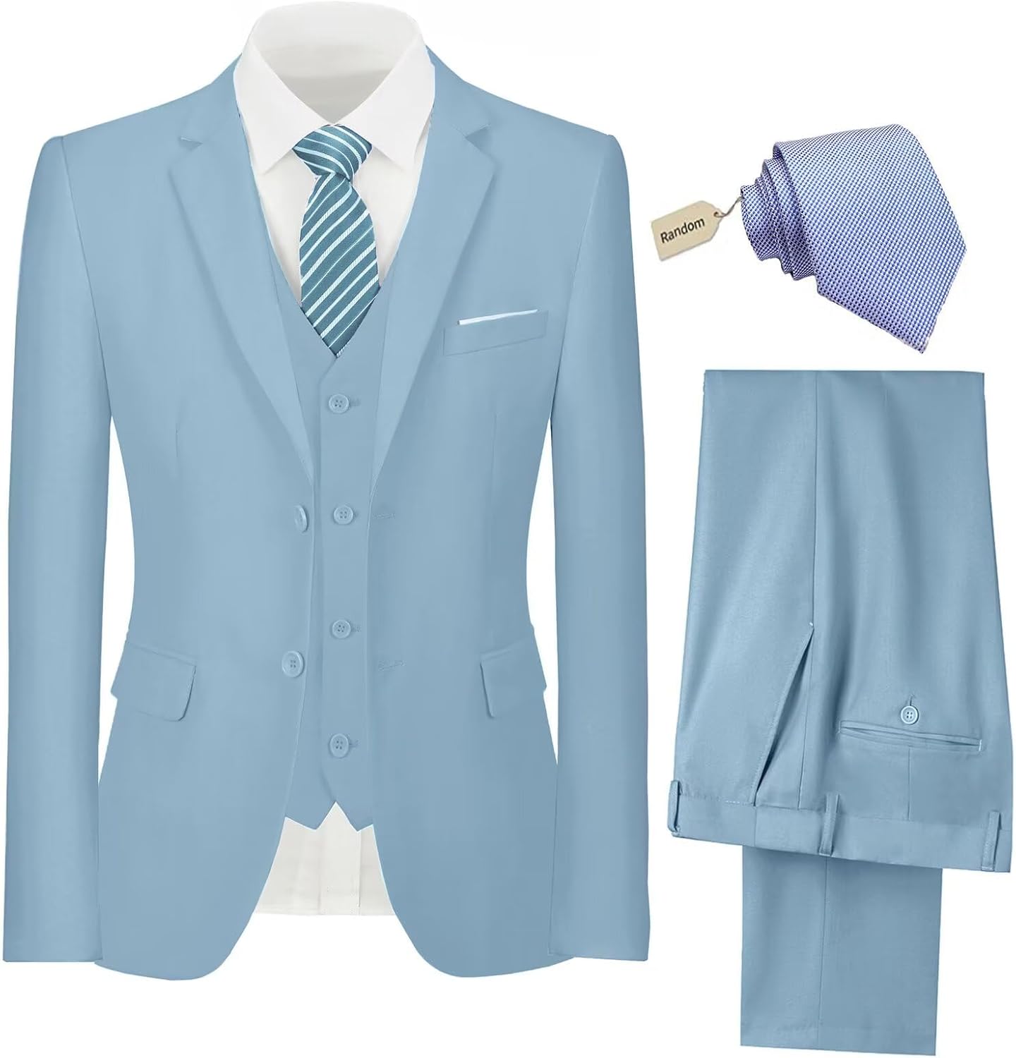 Mens Suit 3 Piece Set Slim Fit Wedding Groomsmen Suit for Men