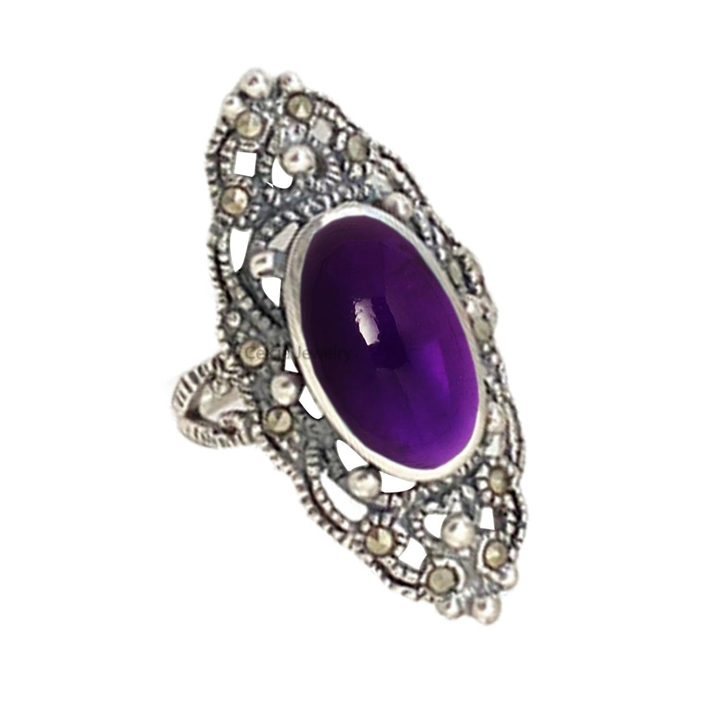 Pure 925 Sterling Silver Turquoise Ring for Women - Boho Style