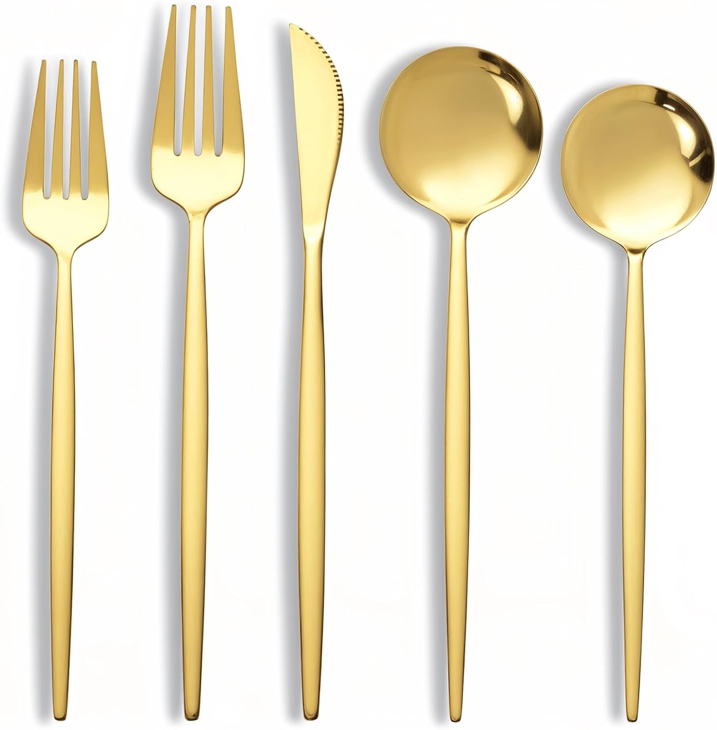 40-Piece Gold Silverware Set for 8 - Elegant Stainless Steel Cutlery