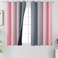Pink and Grey Blackout Curtains 52x45 in, Ombre Thermal Drapes - Room
