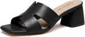 Women's Square Open Toe Sandals Low Block Chunky Heel - Comfortable