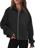 Womens Fleece Zip Up Hoodies Cropped Sweatshirt - Warm Fleece