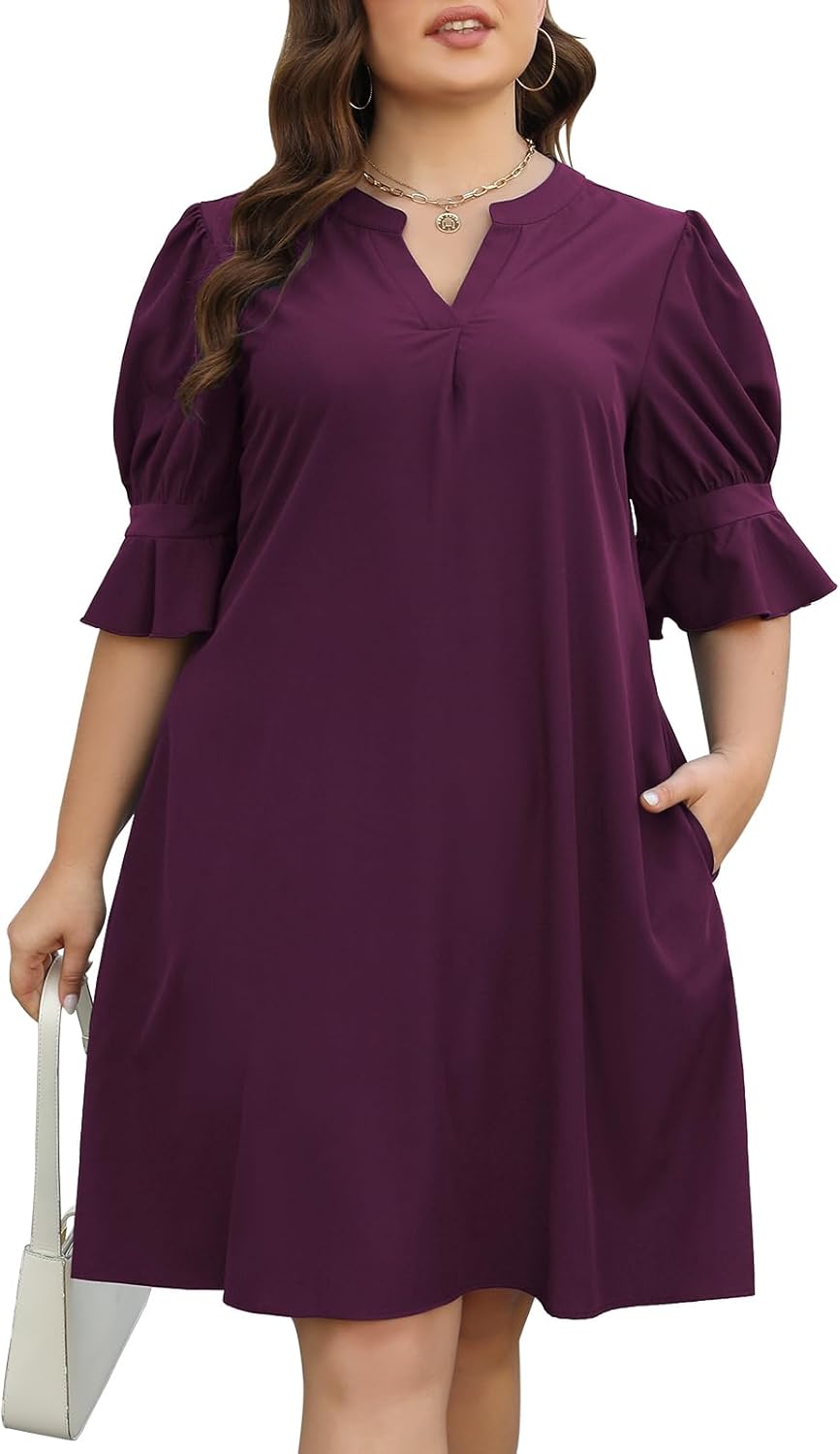 Celkuser Plus Size Summer Casual Shift Dress for Curvy Women