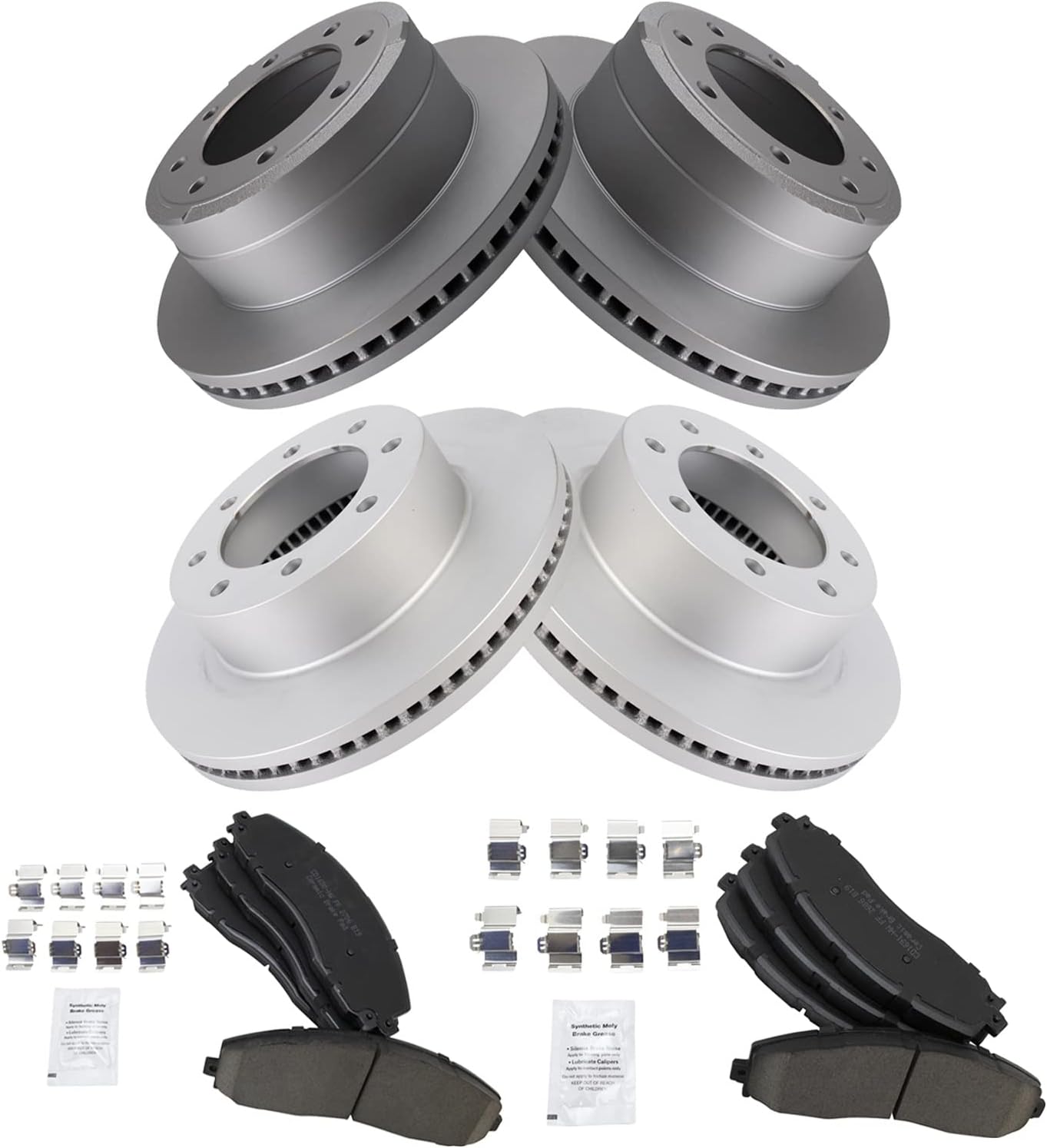 TRQ Front and Rear Brake Pad & Rotor Kit for Ford F-250 F-350