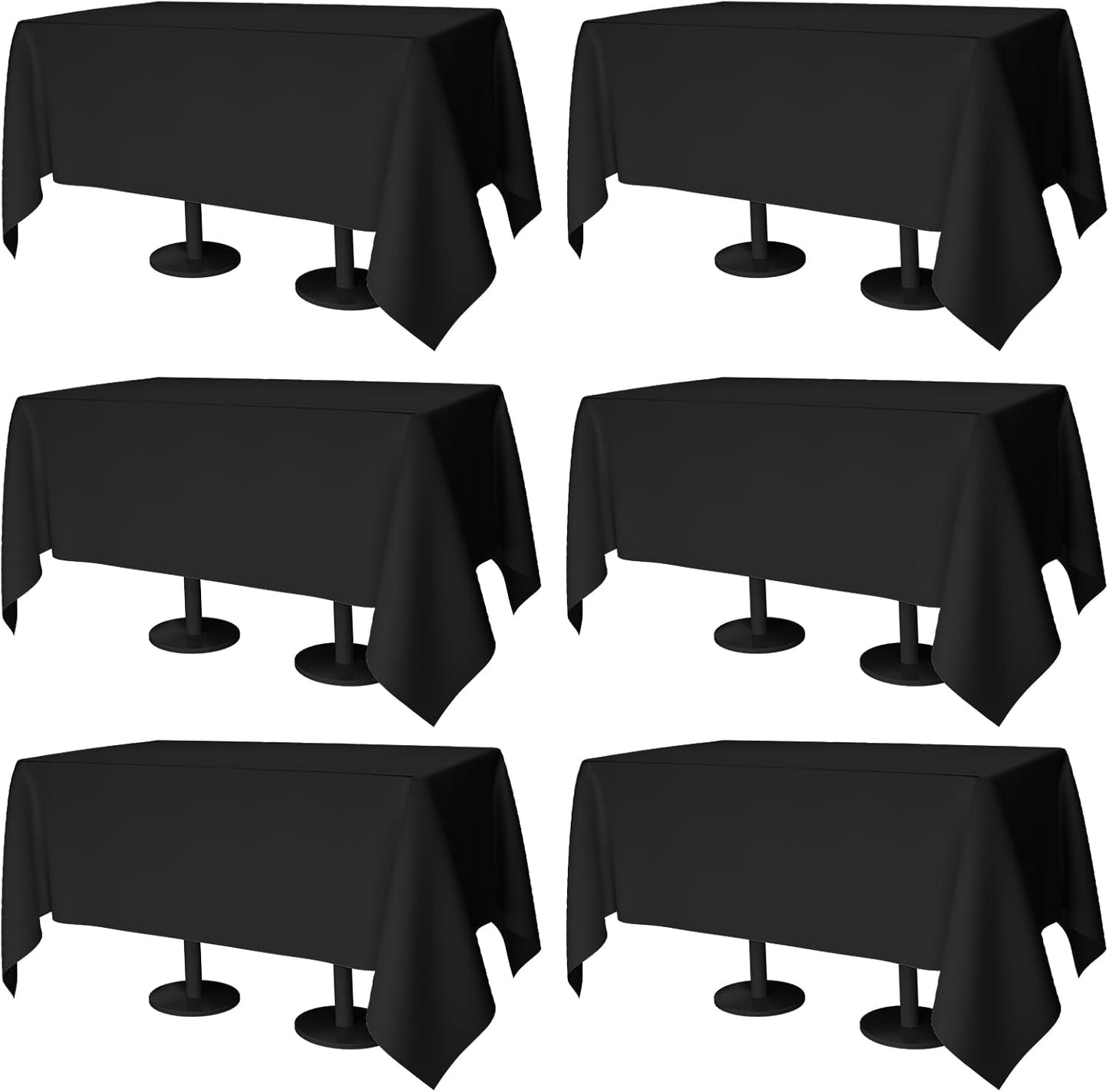 90x132 Table Cloth Set - Black Rectangular Washable Covers