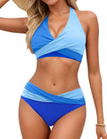 Sopliagon Women's Twist Front Bikini Set - Flattering Halter Two Piece